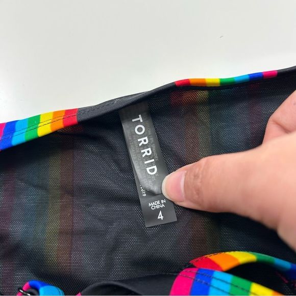 Torrid Black Rainbow Stripe Wireless One-Piece Swimsuit Size 4 - Picture 6 of 13